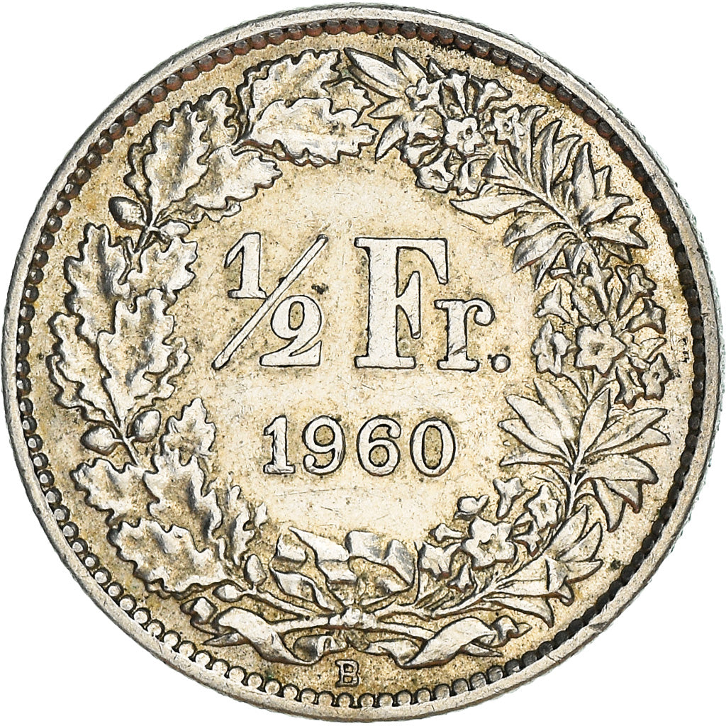Coin, Switzerland, 1/2 Franc, 1960, Bern, MS(60-62), Silver, KM:23