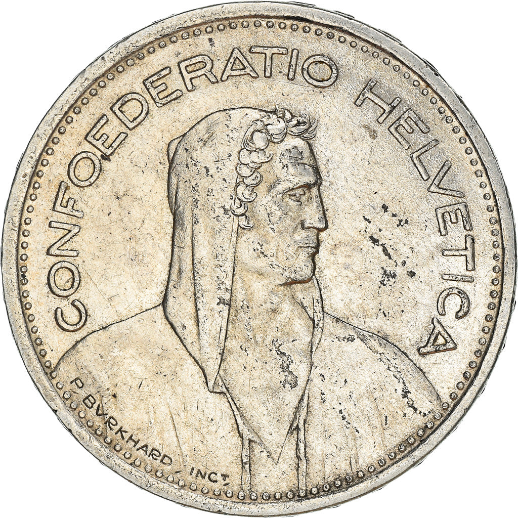 Coin, Switzerland, 5 Francs, 1954, Bern, EF(40-45), Silver, KM:40