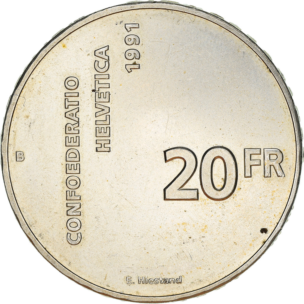 Coin, Switzerland, 20 Francs, 1991, Bern, MS(60-62), Silver, KM:70