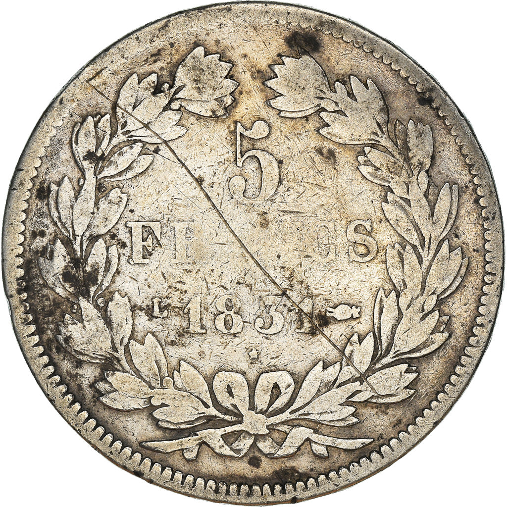 Moneta, Francia, Louis-Philippe, 5 Francs, 1831, Bayonne, B+, Argento, KM:745.8
