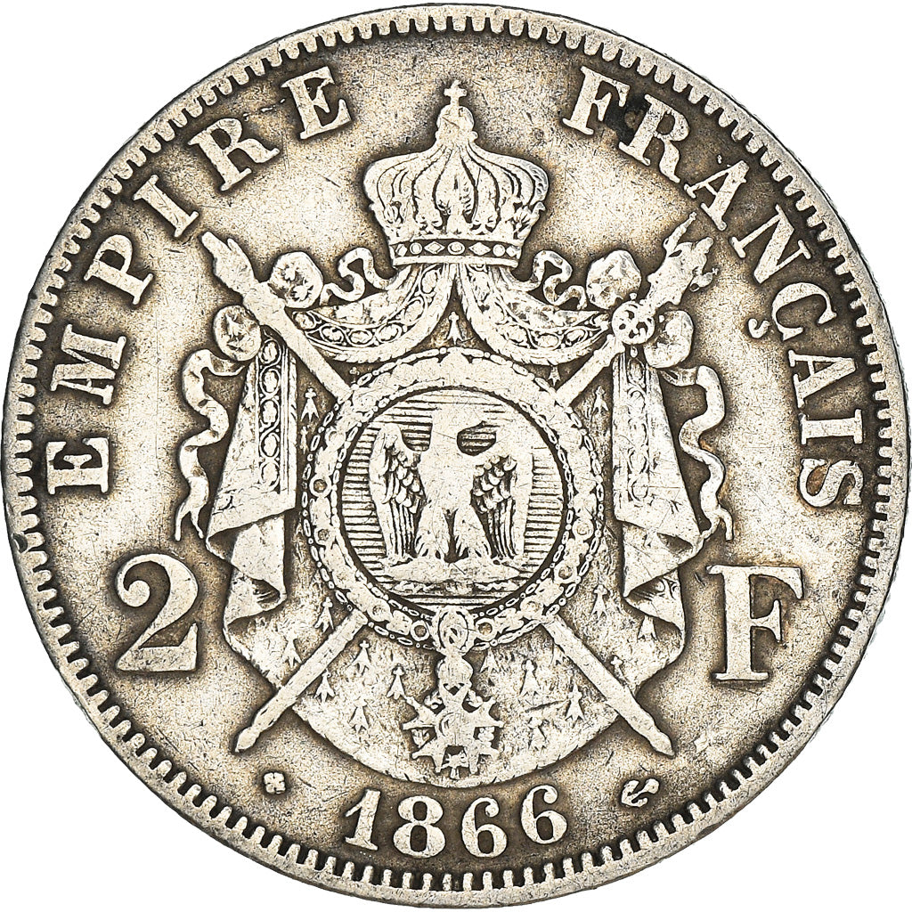 Coin, France, Napoleon III, 2 Francs, 1866, Strasbourg, VF(20-25), Silver