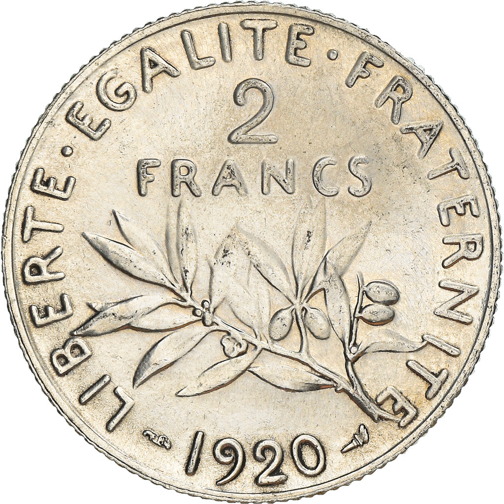Coin, France, Semeuse, 2 Francs, 1920, Paris, AU(50-53), Silver, KM:845.1