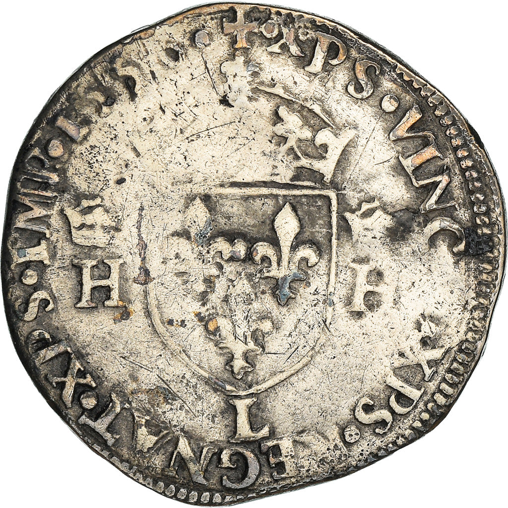Moneta, Francia, Henri II, 1/2 Teston, 1556, Bayonne, B+, Argento, Sombart:4560