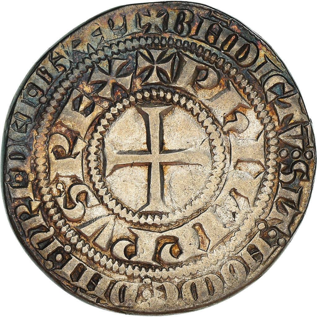 Coin, France, Philippe IV le Bel, Gros Tournois à l'O rond, EF(40-45), Silver