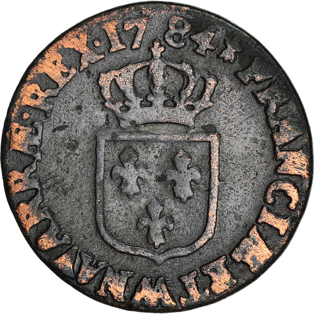 Monnaie, France, Louis XVI, 1/2 Sol à l'Ecu, 1784, Metz, B+, Cuivre