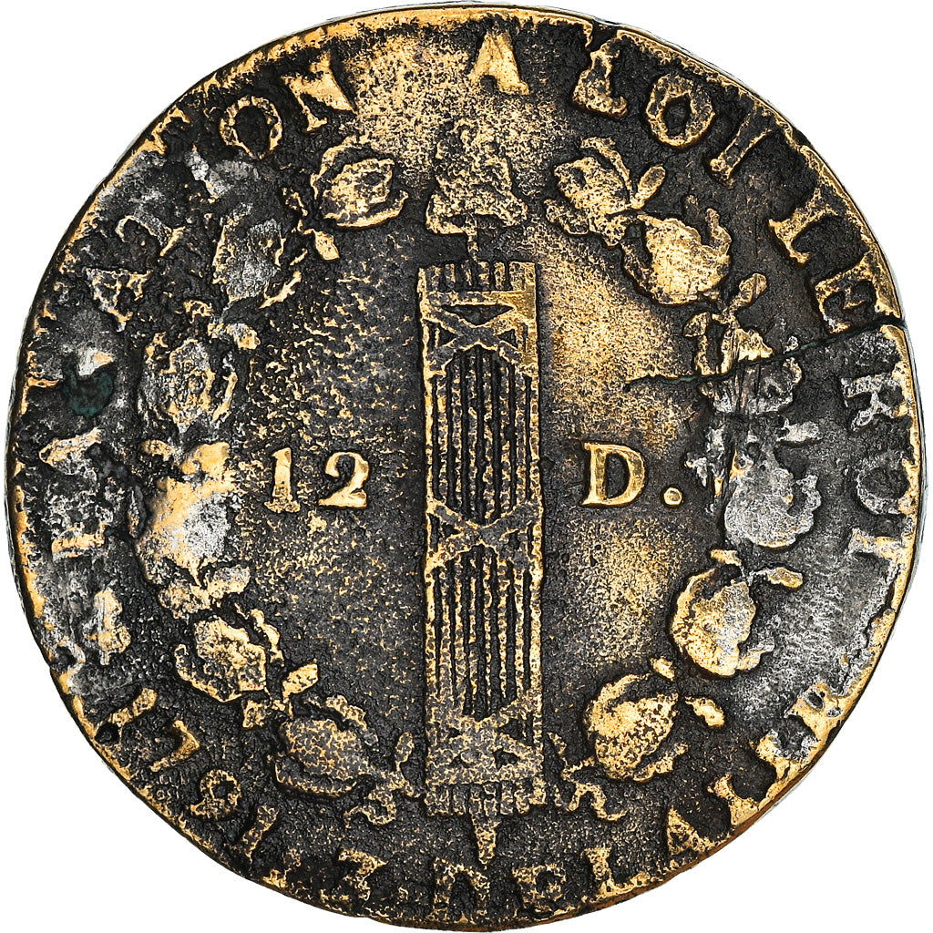 Monnaie, France, Louis XVI, 12 Deniers, 1791, Paris, TB, Bronze, Gadoury:15