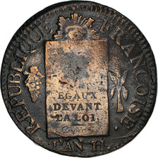 Monnaie, France, Sol aux Balances, 1793, Strasbourg, TB, Bronze, Gadoury:19