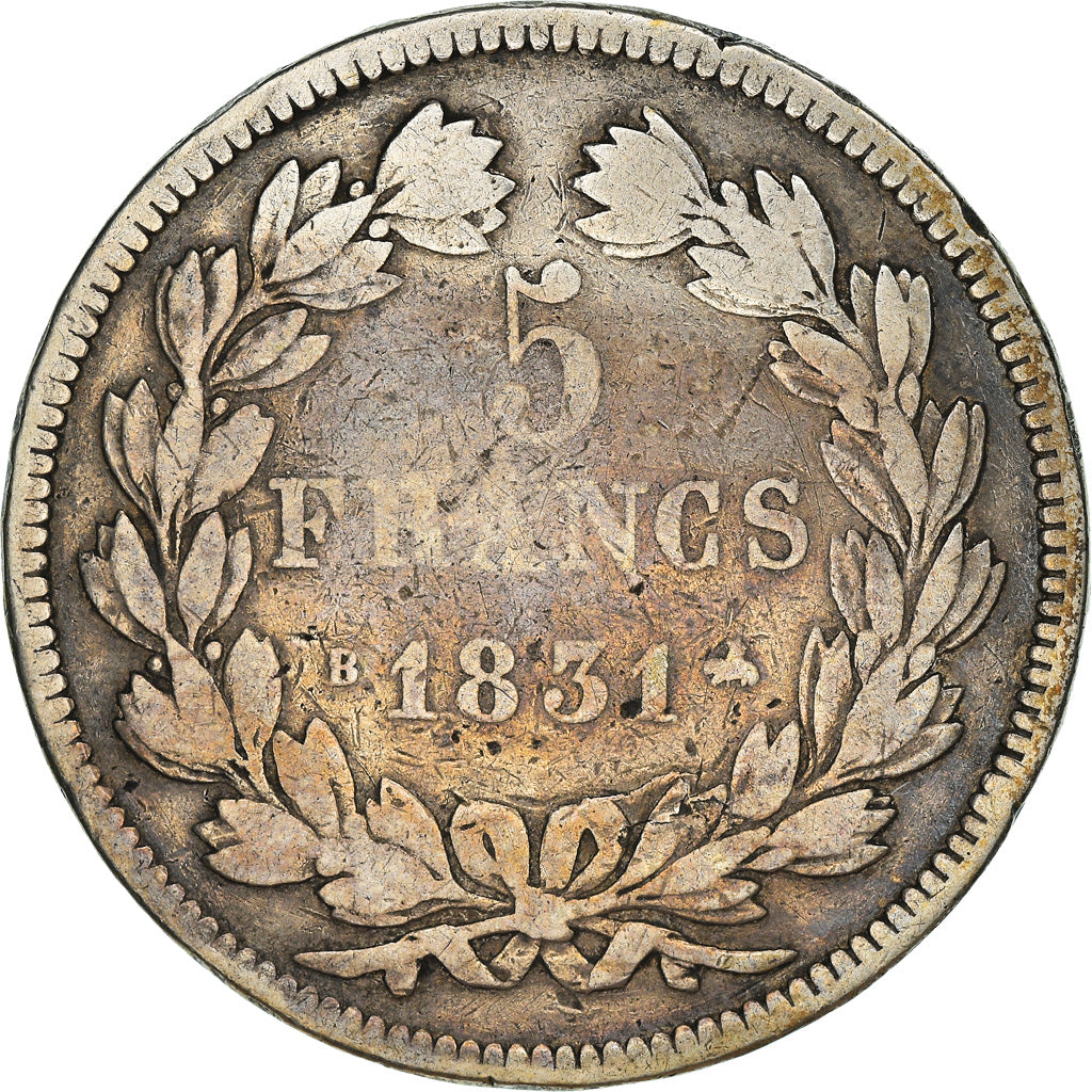 Monnaie, France, Louis-Philippe, 5 Francs, 1831, Rouen, TB, Argent