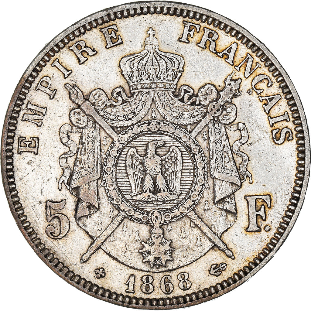 Coin, France, Napoleon III, 5 Francs, 1868, Strasbourg, VF(30-35), Silver