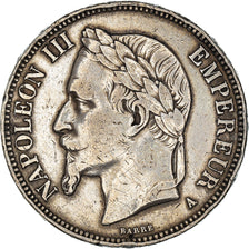 Coin, France, Napoleon III, 5 Francs, 1869, Paris, VF(30-35), Silver, KM:799.1