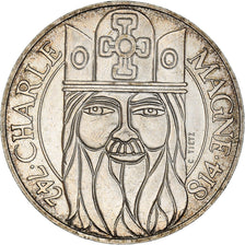 Moeda, França, Charlemagne, 100 Francs, 1990, Paris, MS(60-62), Prata, KM:982