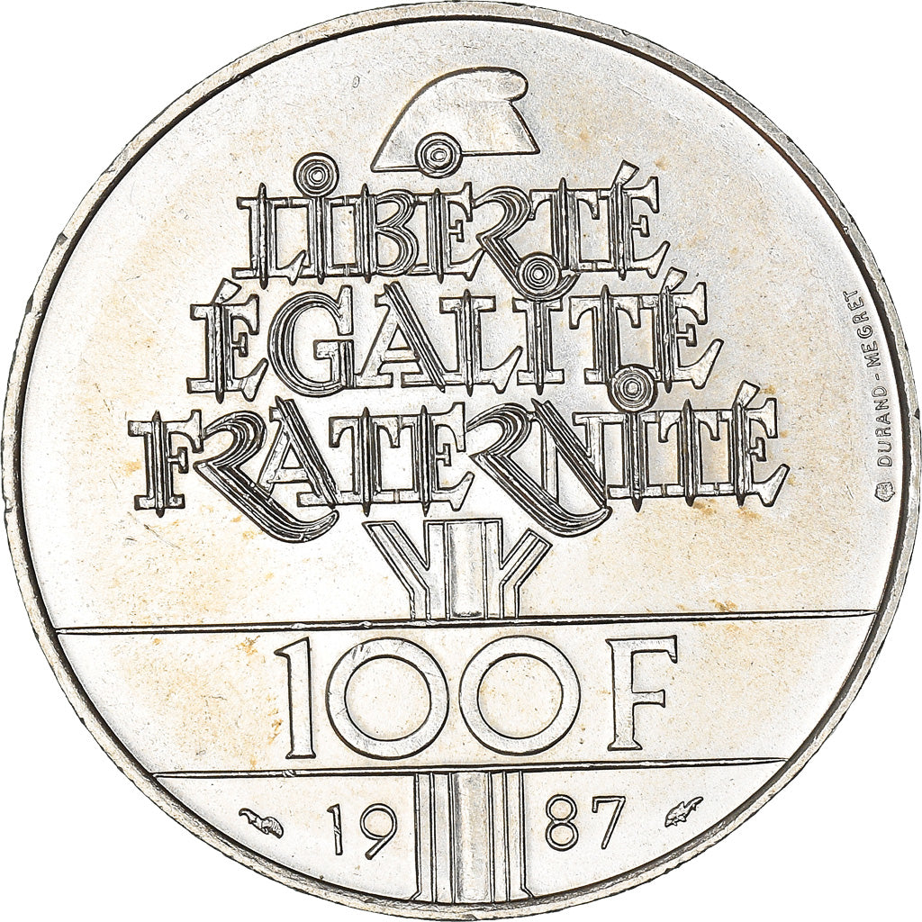 Coin, France, Lafayette, 100 Francs, 1987, MS(60-62), Silver, KM:962