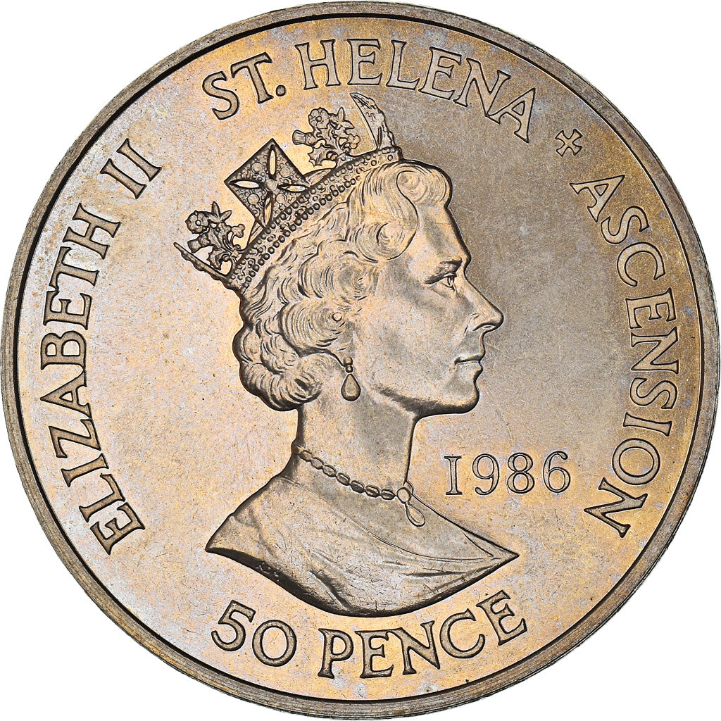 Moneta, SANT’ELENA & ASCENSION, Elizabeth II, 50 Pence, 1986, British Royal