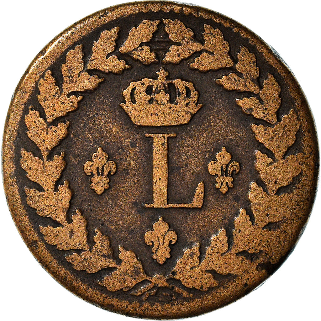 Monnaie, France, Louis XVIII, Decime, 1815, Strasbourg, Variété, TB, Bronze