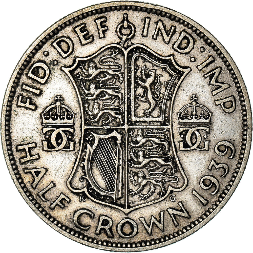 Coin, Great Britain, George VI, 1/2 Crown, 1939, EF(40-45), Silver, KM:856