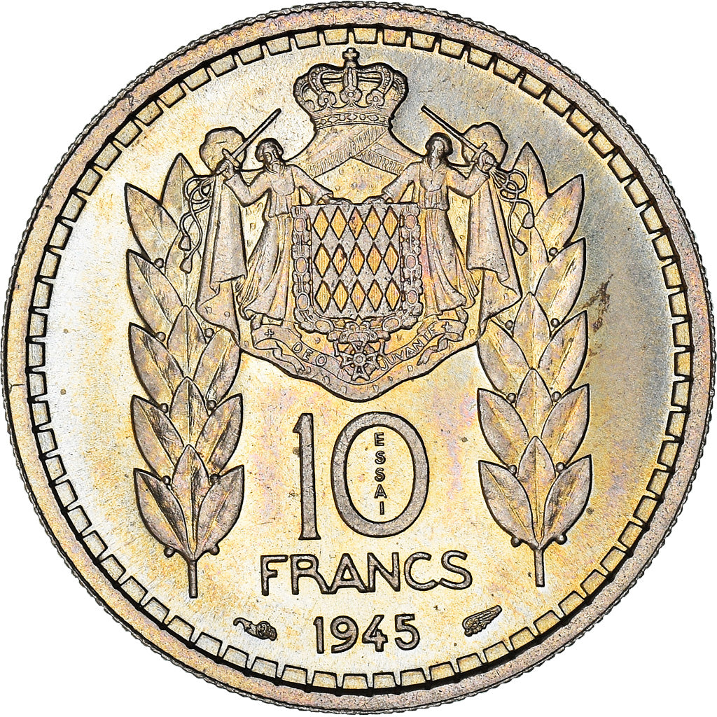 Moneta, Monaco, 10 Francs, 1945, ESSAI, SPL+, Rame-nichel, KM:E18, Gadoury:136