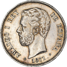 Coin, Spain, Amadeao I, 5 Pesetas, 1871, Madrid, AU(50-53), Silver, KM:666