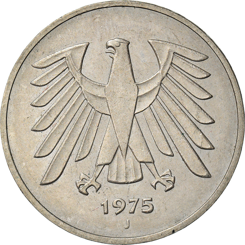Coin, GERMANY - FEDERAL REPUBLIC, 5 Mark, 1975, Hamburg, AU(50-53)