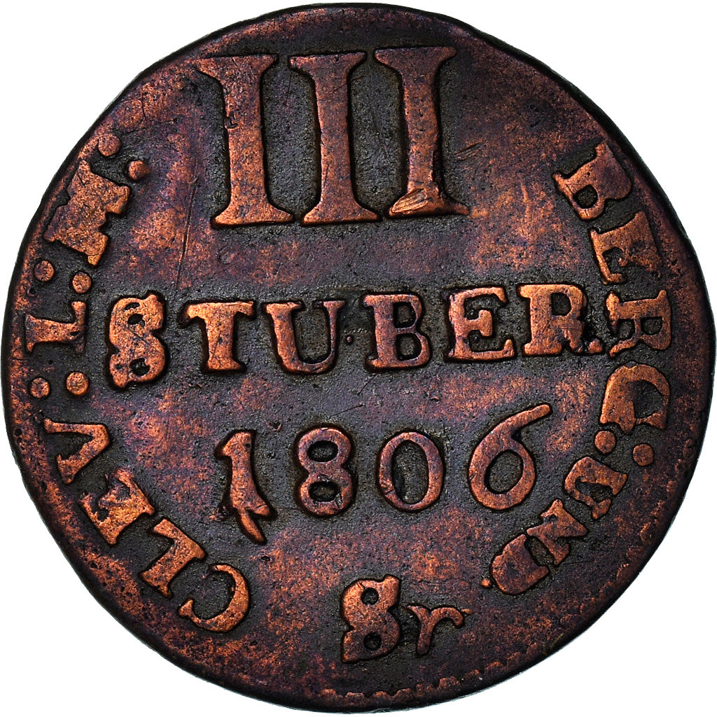 Coin, German States, BERG, Joachim Murat, 3 Stüber, 1806, D, VF(20-25), Silver