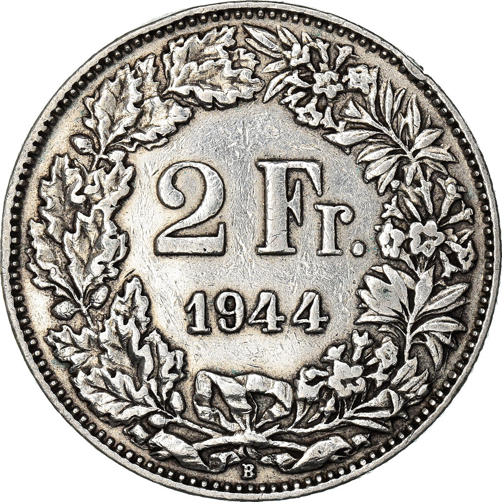Coin, Switzerland, 2 Francs, 1944, Bern, EF(40-45), Silver, KM:21