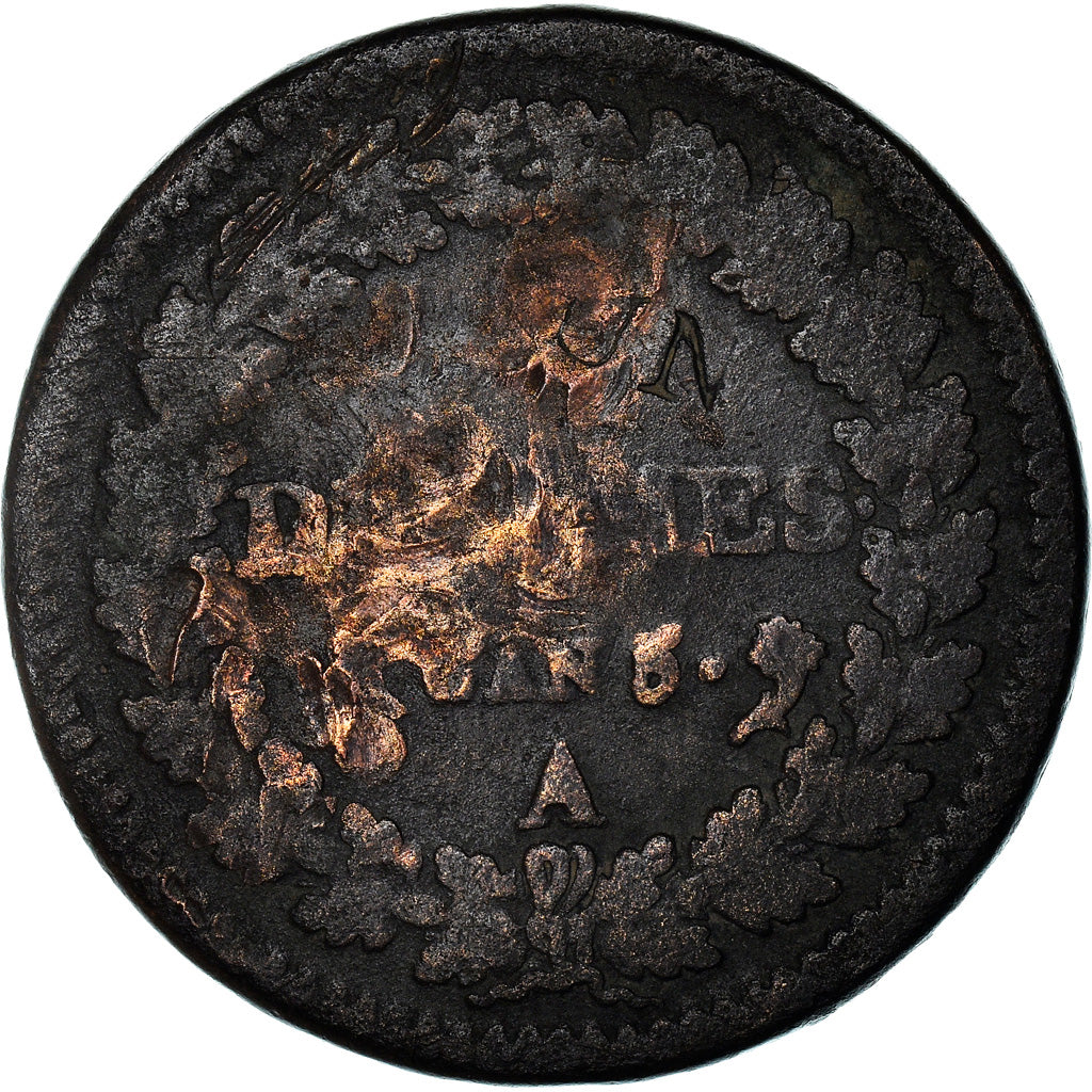 Moneta, Francia, Dupré, Decime, AN 5, Paris, Modification du 2 décimes, B+