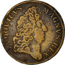 France, Token, Louis XIV, Marine, VF(20-25), Brass, Feuardent:12756