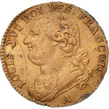 Moneda, Francia, Louis XVI, 12 Deniers, 1791, Paris, MBC+, Bronce, Gadoury:15
