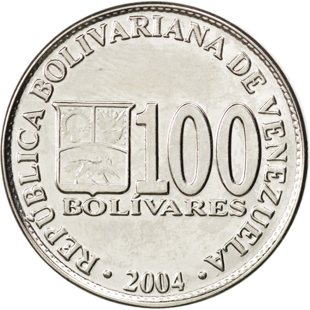 VENEZUELA, 100 Bolivares, 2004, Maracay, KM #83, MS(63), Nickel Clad Steel, 25,.