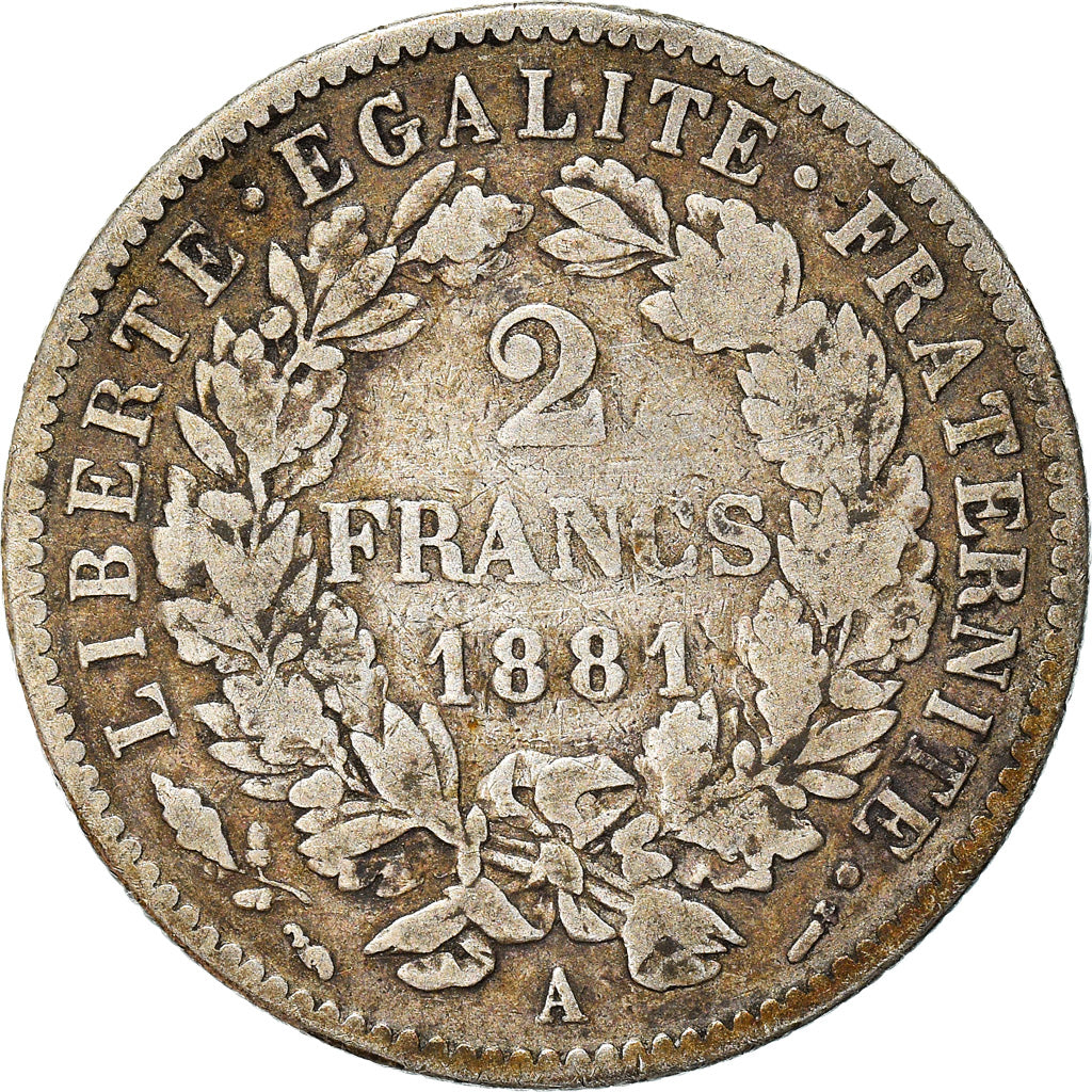 Monnaie, France, Cérès, 2 Francs, 1881, Paris, TB+, Argent, Gadoury:530a