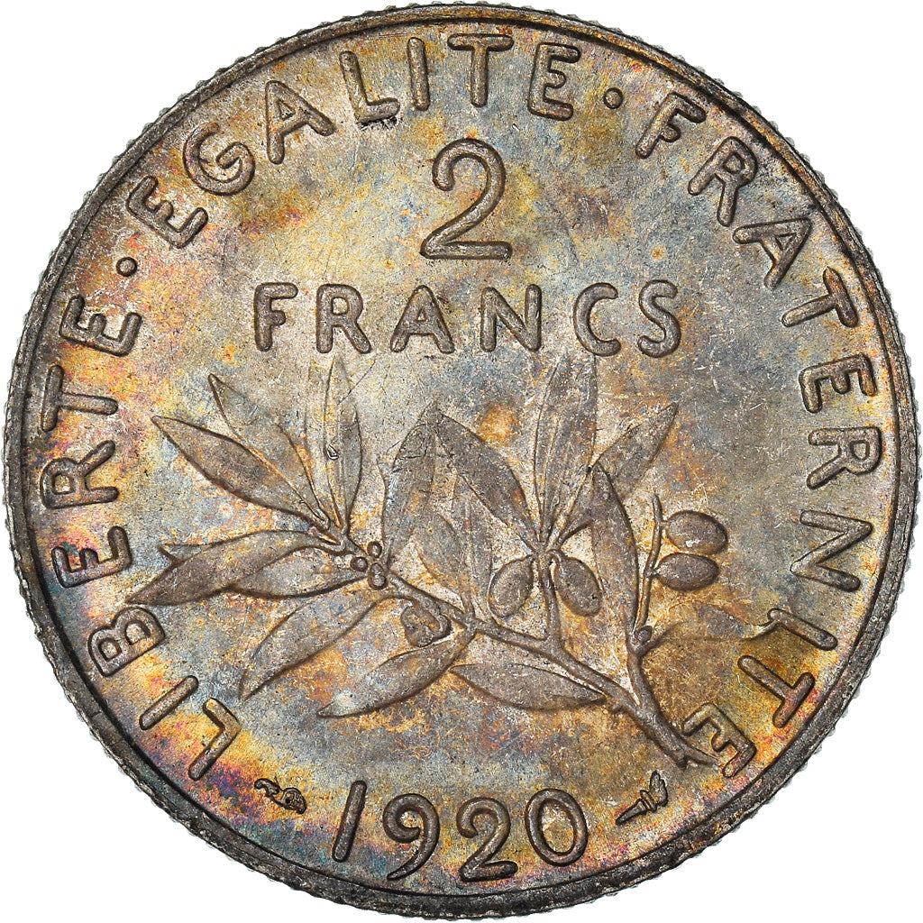 Moneta, Francia, Semeuse, 2 Francs, 1920, Paris, SPL, Argento, KM:845.1