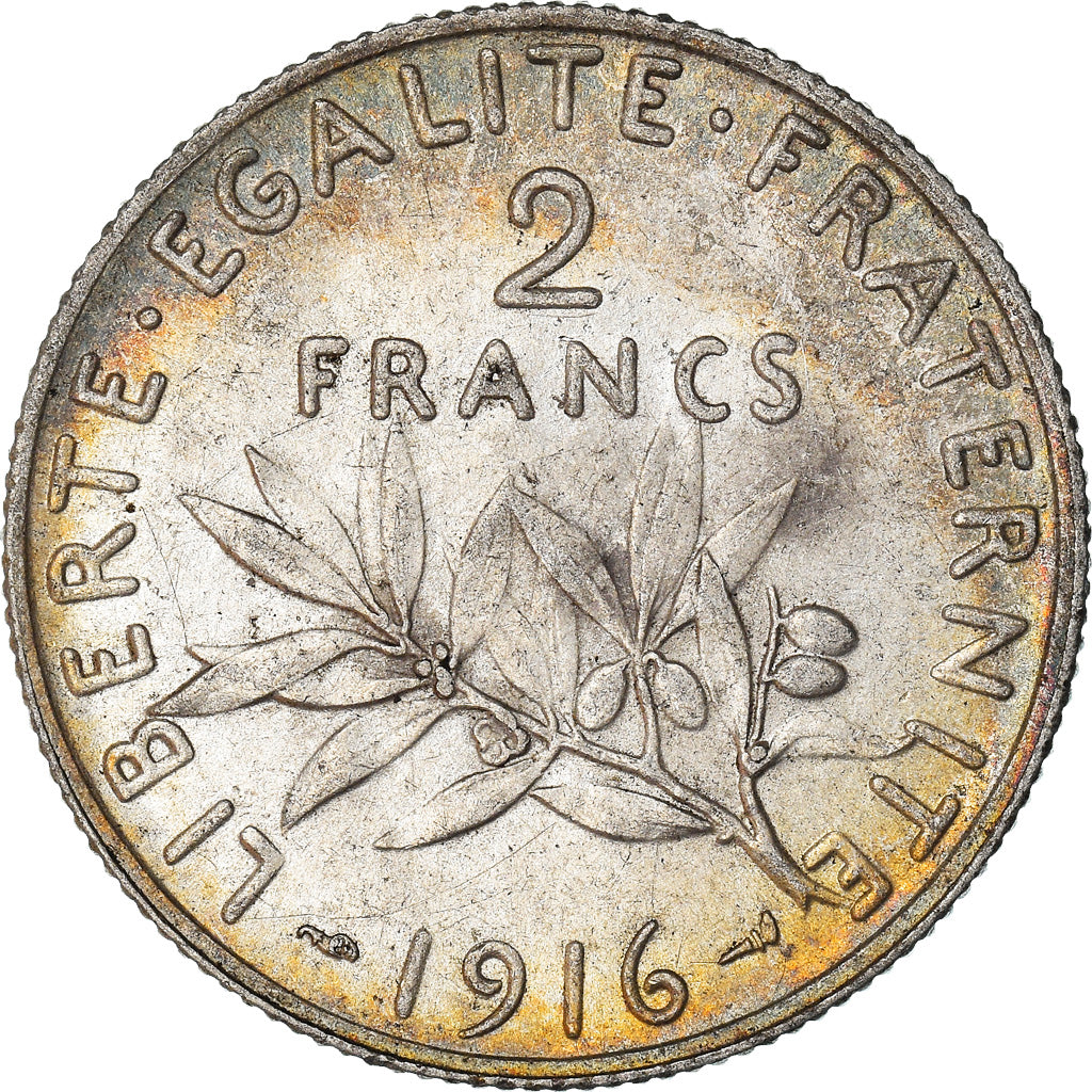 Moneta, Francia, Semeuse, 2 Francs, 1916, Paris, SPL, Argento, KM:845.1