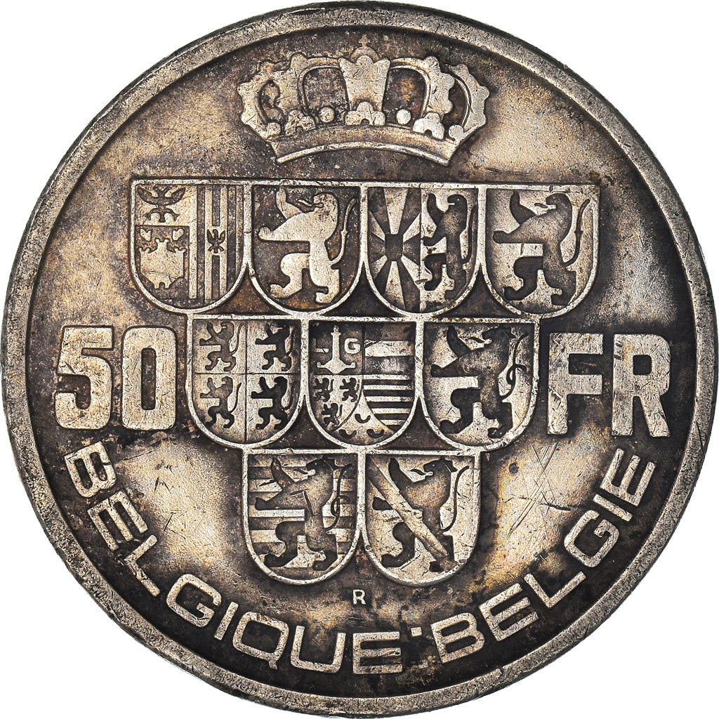 Coin, Belgium, 50 Francs, 50 Frank, 1939, EF(40-45), Silver, KM:121