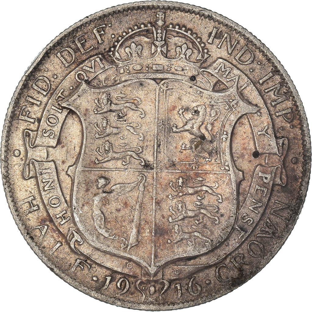 Coin, Great Britain, George V, 1/2 Crown, 1916, EF(40-45), Silver, KM:818.1