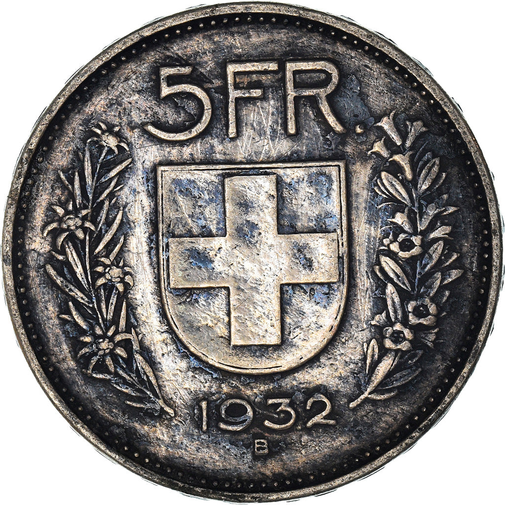Coin, Switzerland, 5 Francs, 1932, Bern, VF(30-35), Silver, KM:40