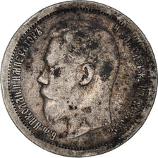 Coin, Russia, Nicholas II, 50 Kopeks, 1899, Paris, VF(20-25), Silver, KM:58.1