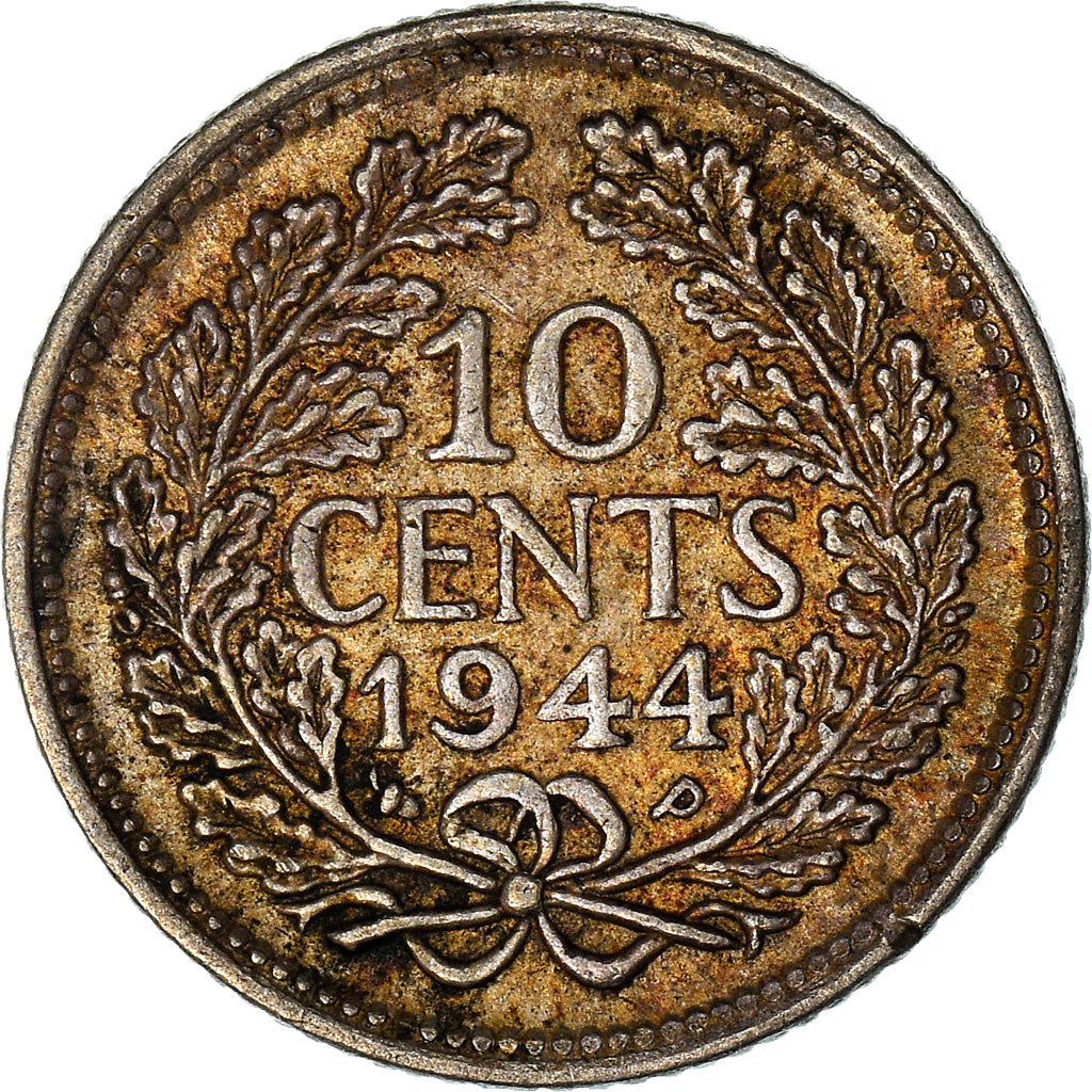 Coin, Netherlands, Wilhelmina I, 10 Cents, 1944, EF(40-45), Silver, KM:163