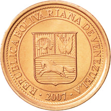 Coin, Venezuela, 5 Centimos, 2007, MS(63), Copper Plated Steel, KM:88