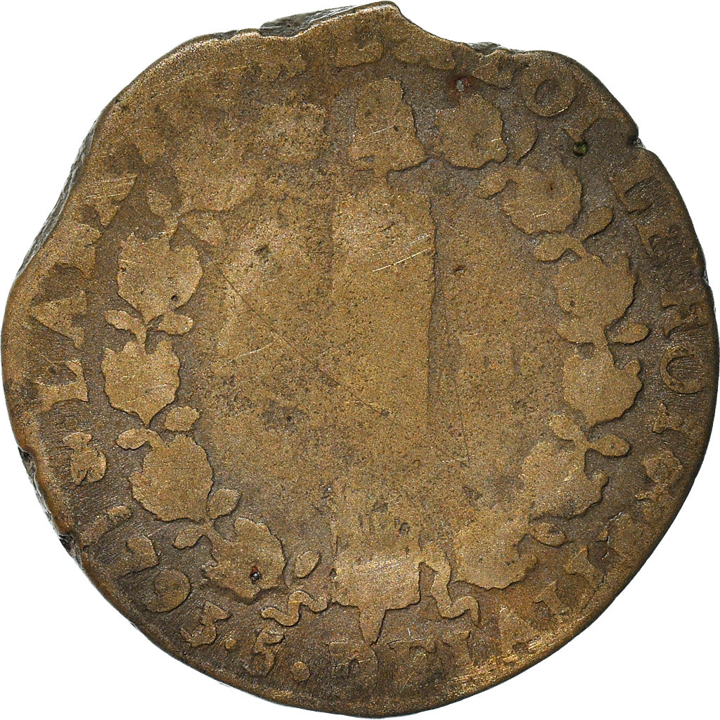 Münze, Frankreich, Louis XVI, 12 Deniers, 1793, Nantes, SGE+, Métal de cloche