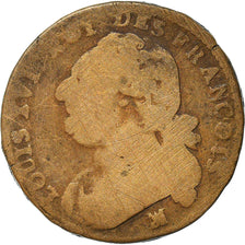 Moneta, Francja, Louis XVI, 12 Deniers, Uncertain date, Marseille, VG(8-10)