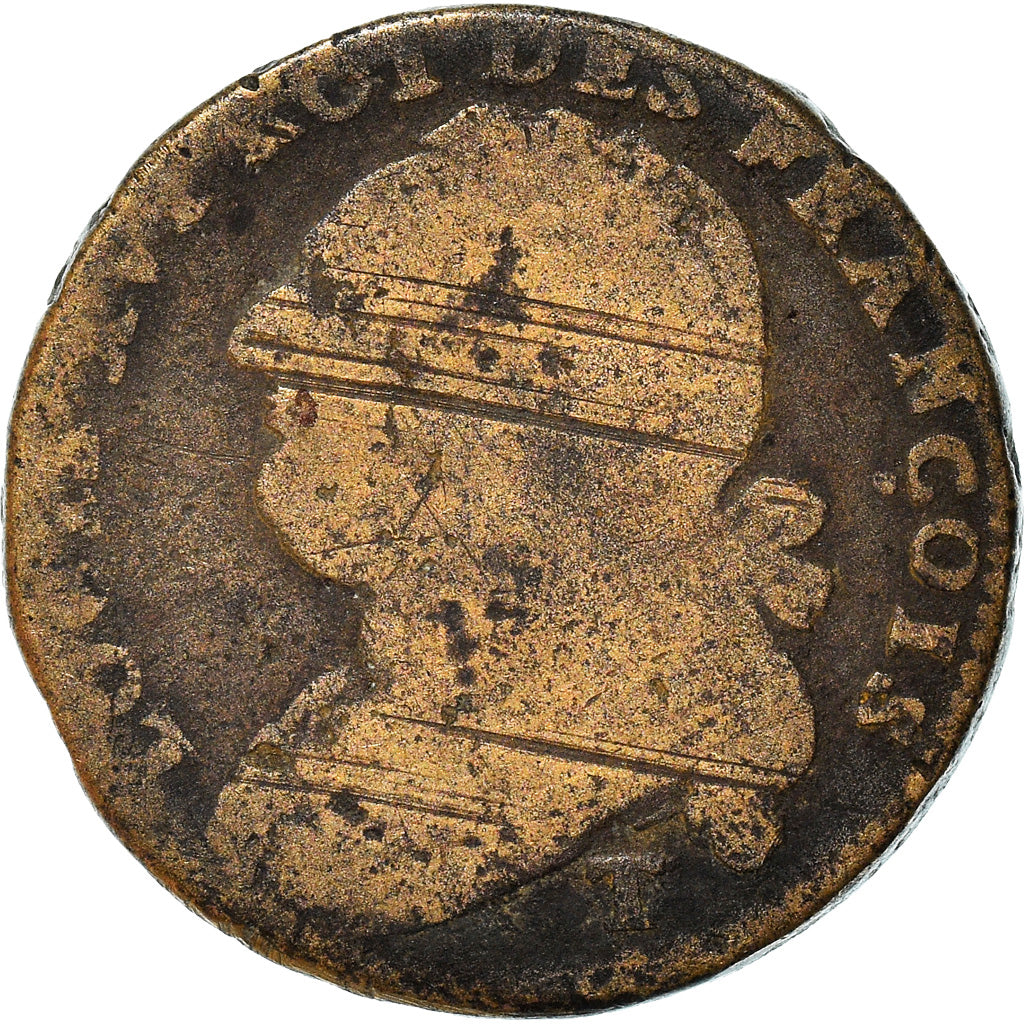 Coin, France, Louis XVI, 12 Deniers, 1792, Nantes, F(12-15), Métal de cloche