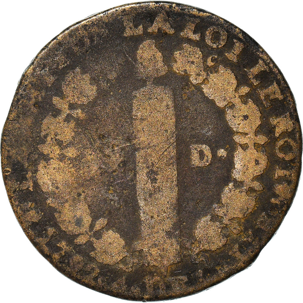 Coin, France, Louis XVI, 12 Deniers, 1792, Nantes, F(12-15), Métal de cloche
