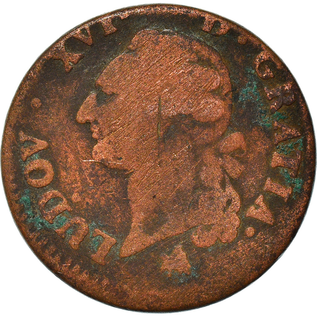 Münze, Frankreich, Louis XVI, Sol à l'Ecu, 1791, Rouen, SGE+, Kupfer