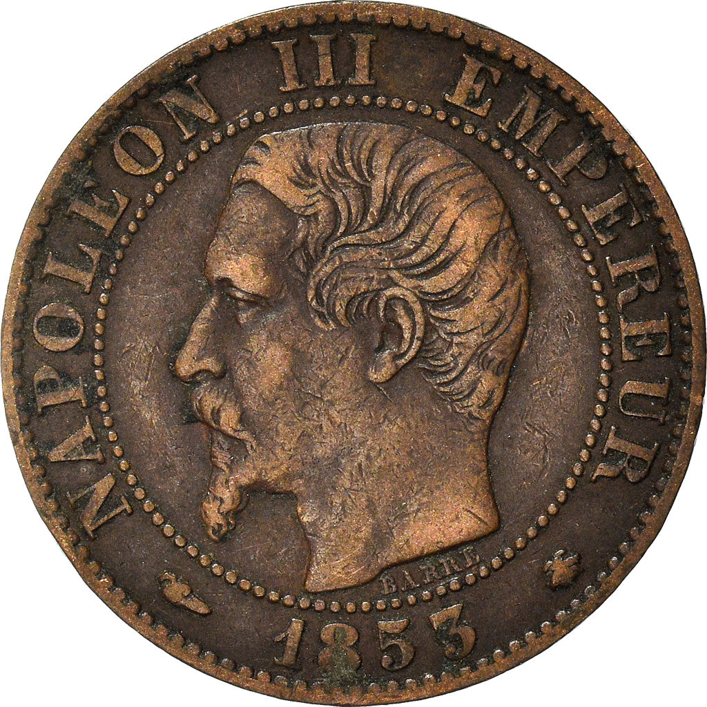 Moneta, Francia, Napoleon III, 5 Centimes, 1853, Strasbourg, MB+, Bronzo