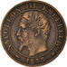 Moeda, França, Napoleon III, 5 Centimes, 1853, Strasbourg, VF(30-35), Bronze