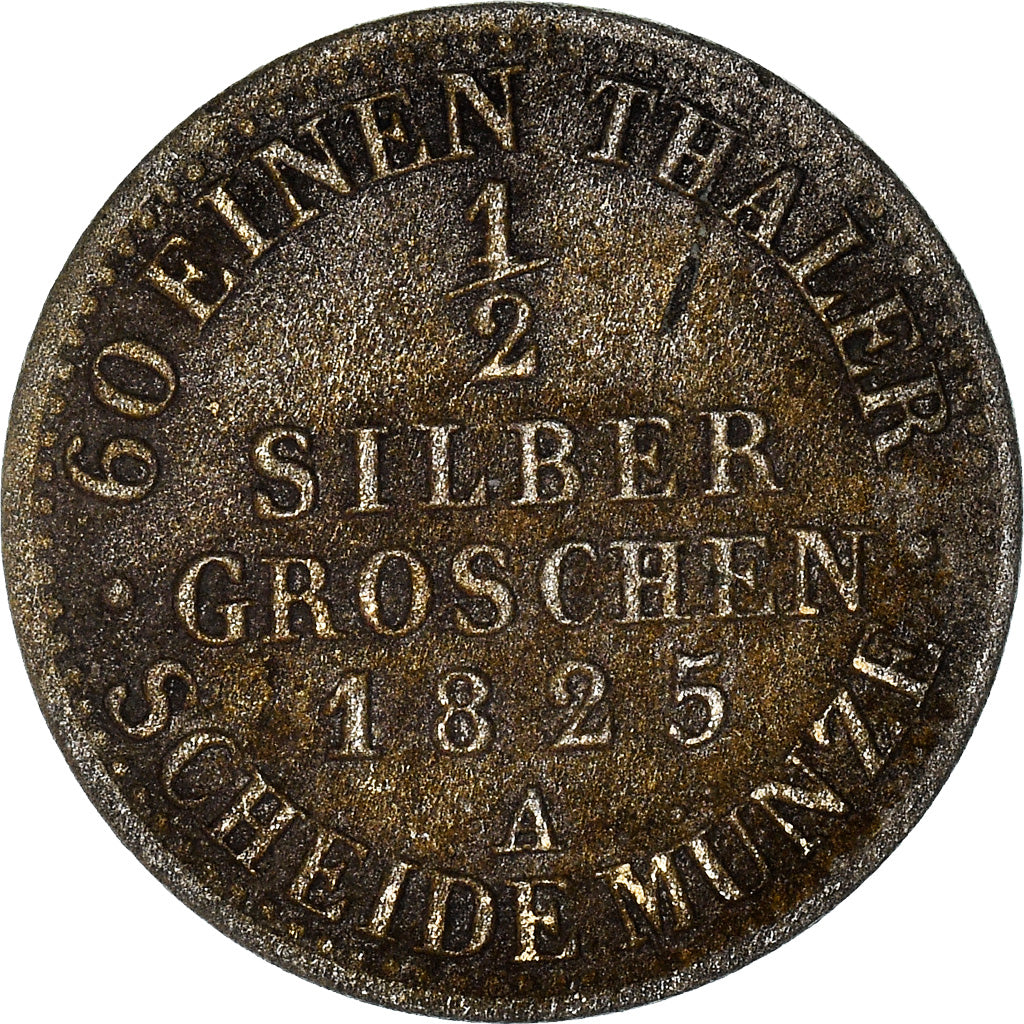Coin, German States, PRUSSIA, Friedrich Wilhelm III, 1/2 Silber Groschen, 1825