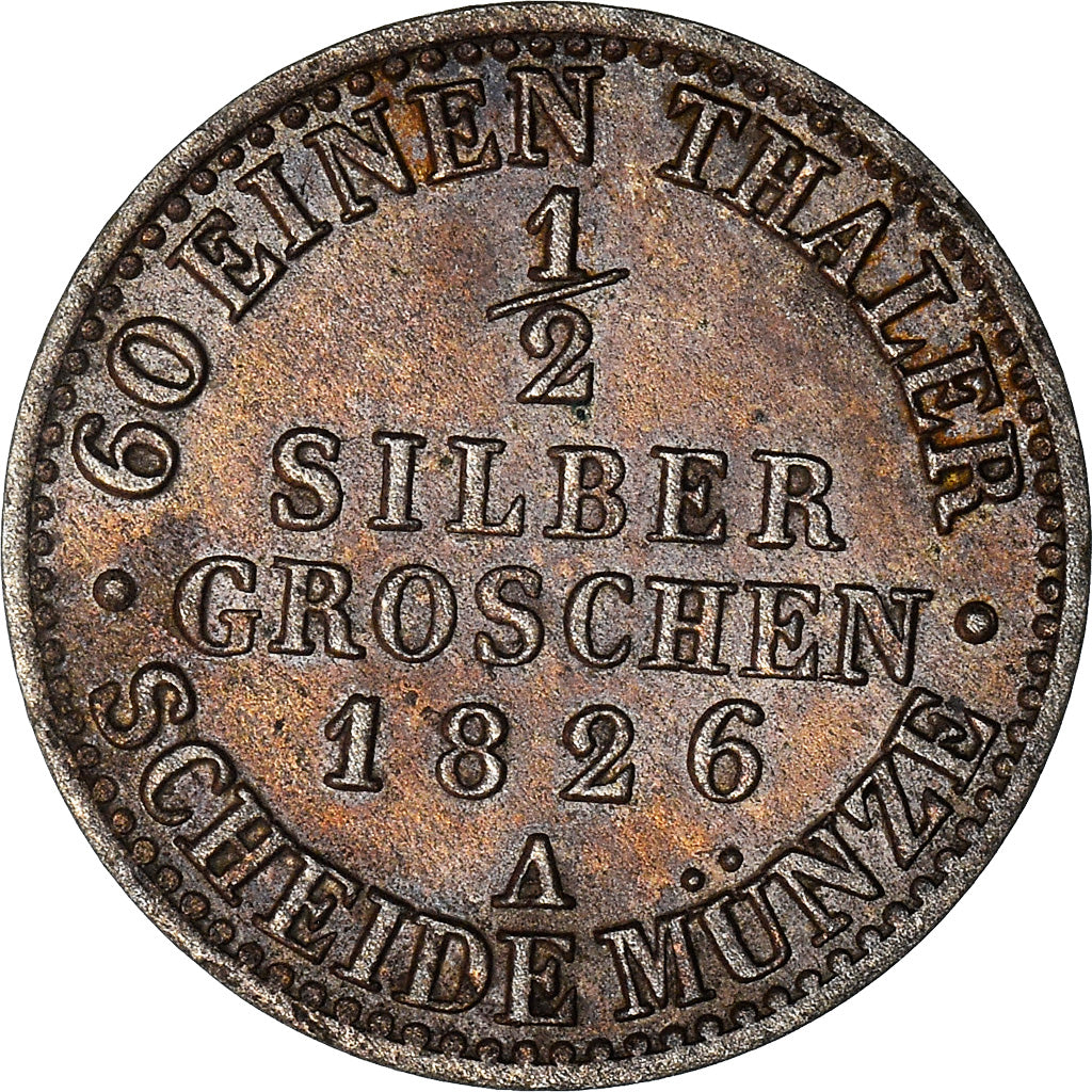 Coin, German States, PRUSSIA, Friedrich Wilhelm III, 1/2 Silber Groschen, 1826