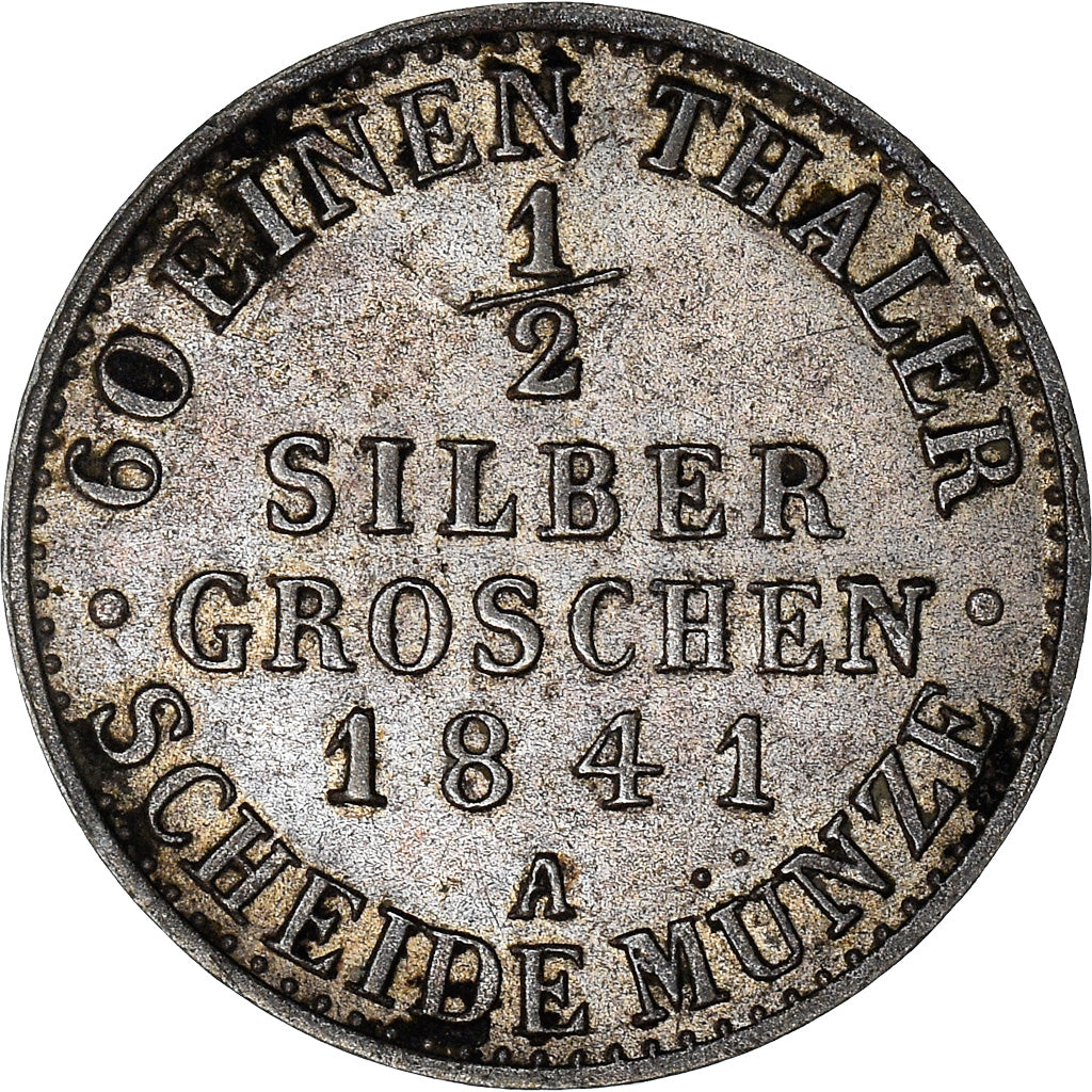 Coin, German States, PRUSSIA, Friedrich Wilhelm IV, 1/2 Silber Groschen, 1841