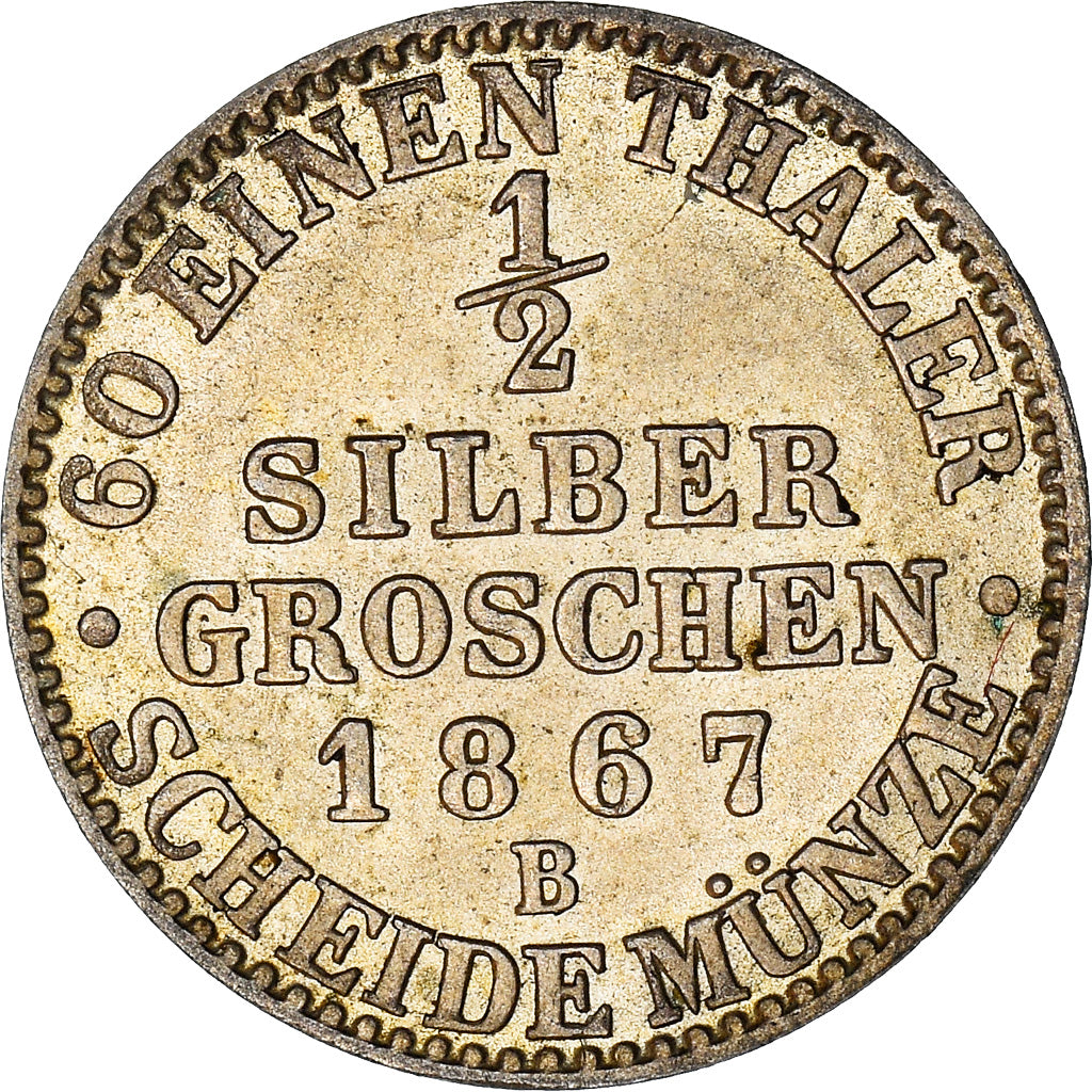 Coin, German States, PRUSSIA, Wilhelm I, 1/2 Neu-Groschen, 5 Pfennig, 1867