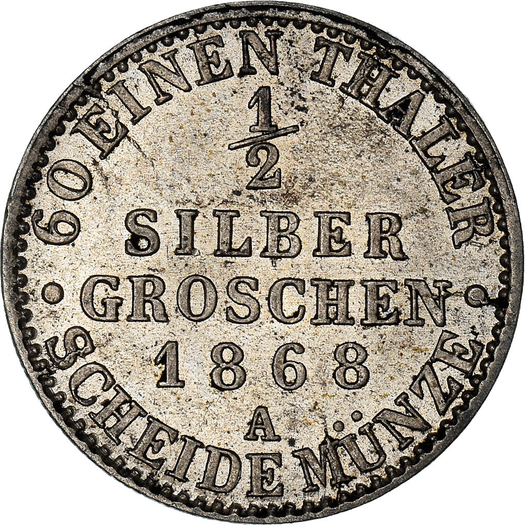 Moneta, Stati tedeschi, PRUSSIA, Wilhelm I, 1/2 Neu-Groschen, 5 Pfennig, 1868