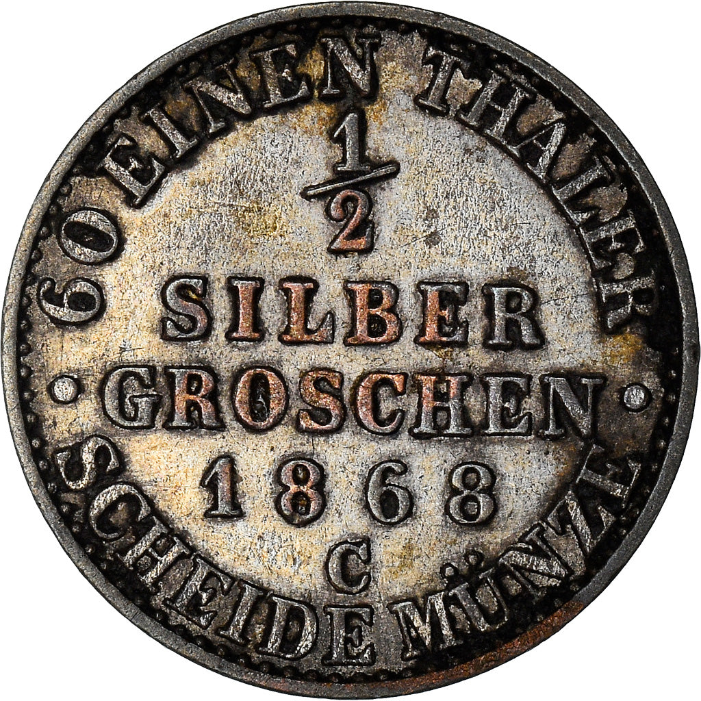 Coin, German States, PRUSSIA, Wilhelm I, 1/2 Neu-Groschen, 5 Pfennig, 1868